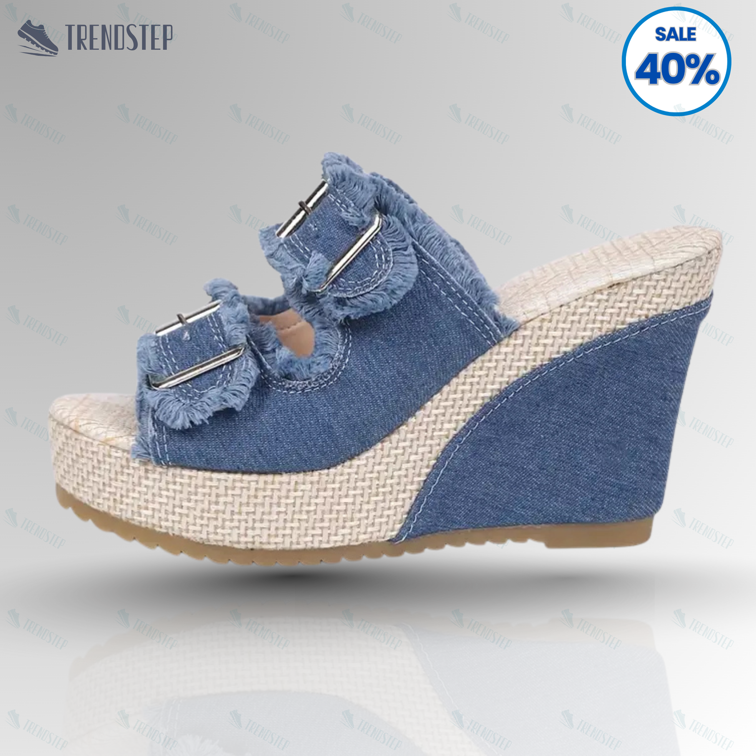 Denim wedge sandals