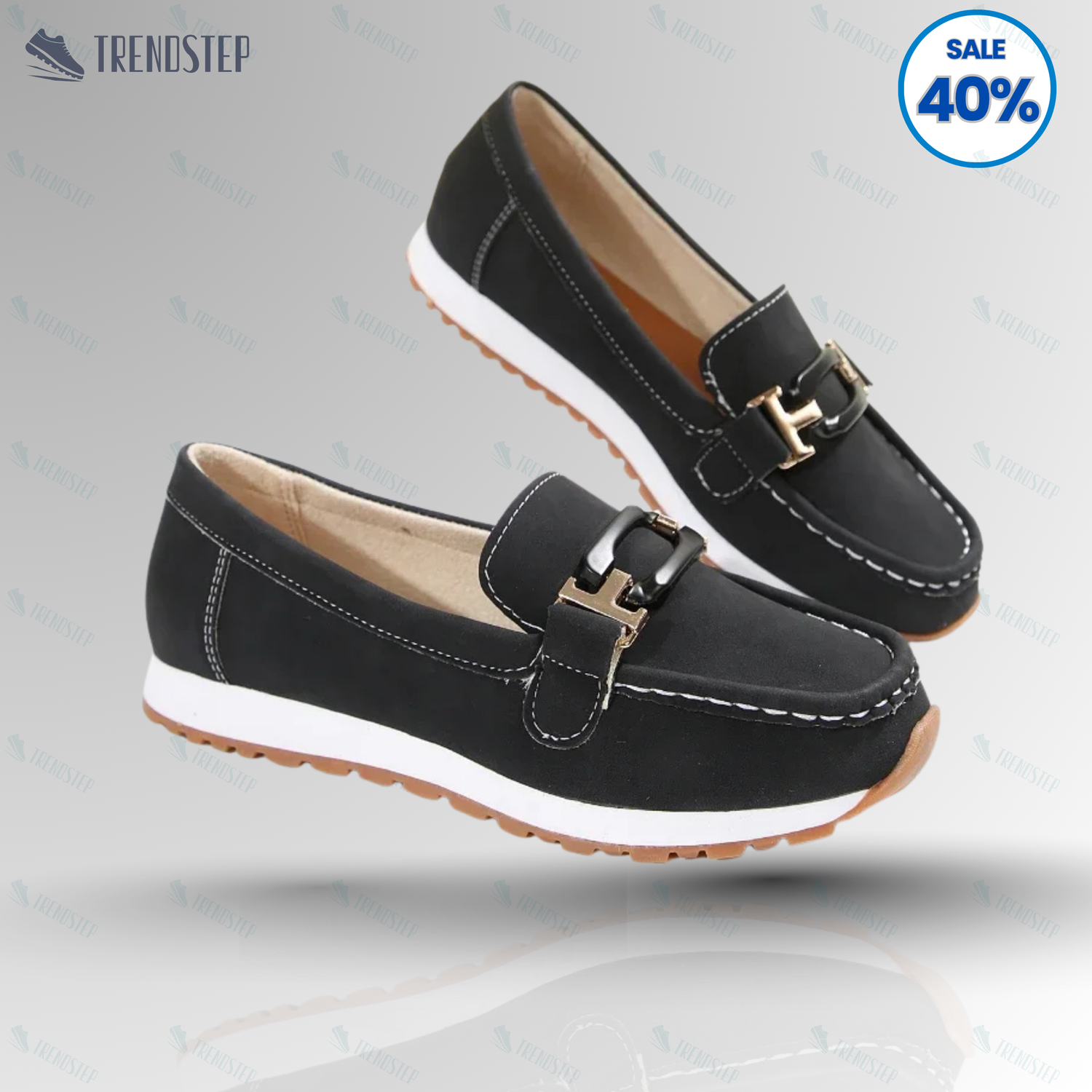 Low-heeled round-toe loafers