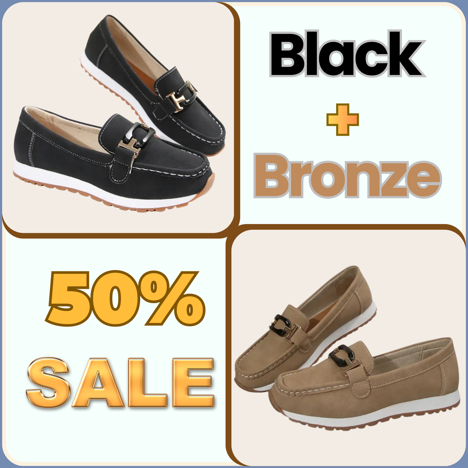 Low-heeled round-toe loafers