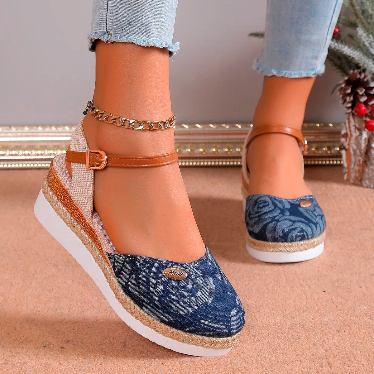 Floral Wedge Sandals